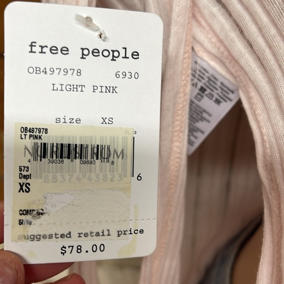 We The Free  Lt Pink  Astoria Hacci Top- Semi Sheer- Free People- NWT SZ XS - Picture 7 of 8